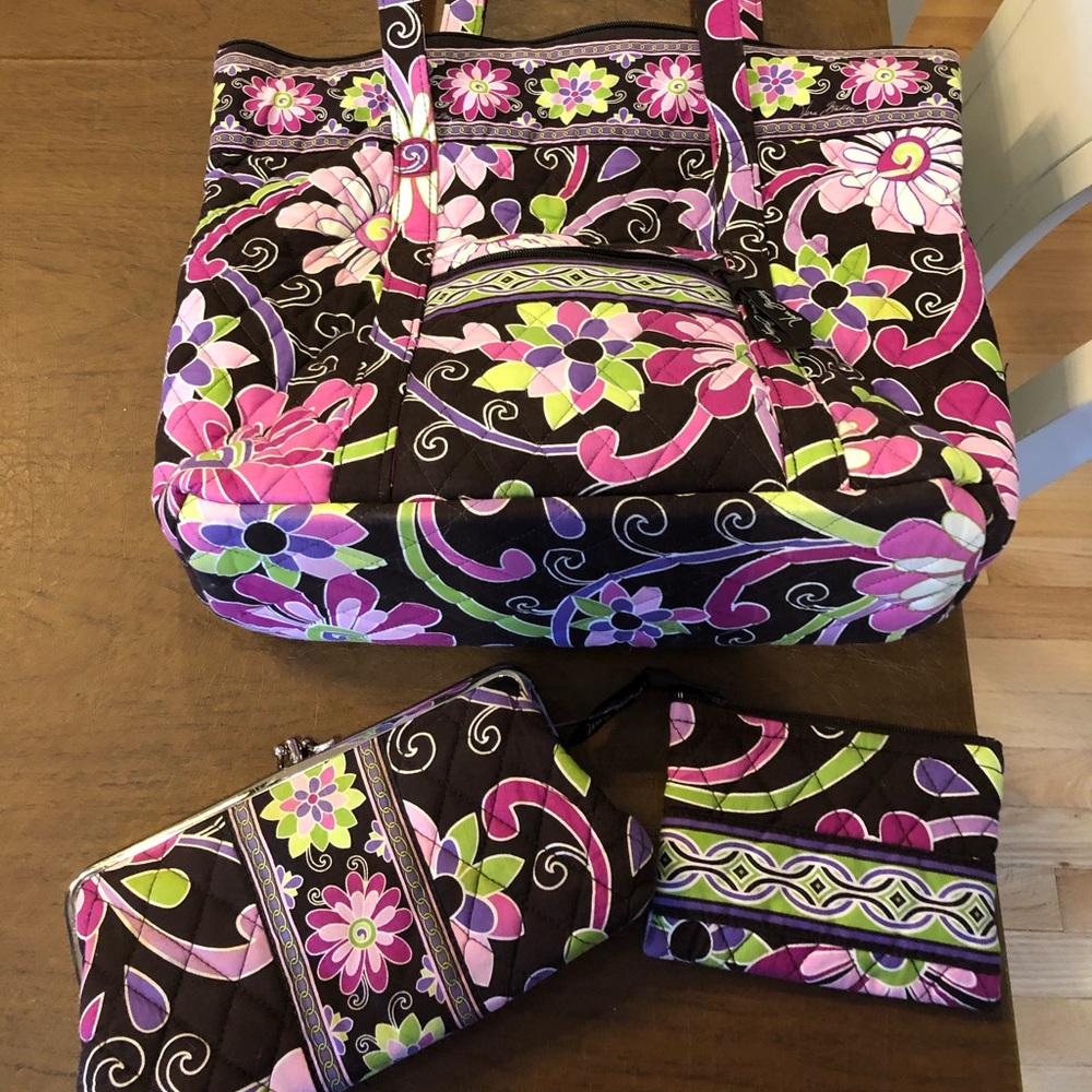 Vera Bradley Tote wallet coin purse Purple Punch